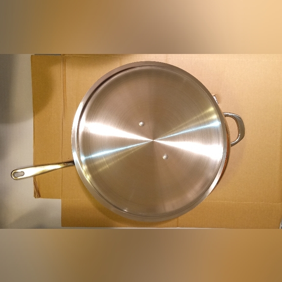 Club Pro Cuisine Stainless Steel 12" Frying Pan Jumbo Cooker w/ Copper Bottom - Picture 7 of 8